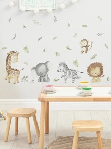 2入組卡通動物圖案牆現代PVC牆貼 - 彩色 - 查看 4