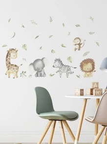 2入組卡通動物圖案牆現代PVC牆貼 - 彩色 - 查看 5