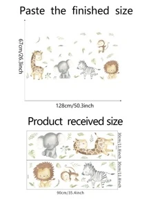 2入組卡通動物圖案牆現代PVC牆貼 - 彩色 - 查看 6