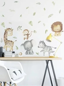 2入組卡通動物圖案牆現代PVC牆貼 - 彩色 - 查看 2