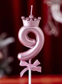 1 ngọn nến thiết kế vương miện & số - Hồng - Xem 10
