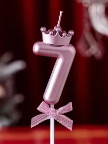 1 ngọn nến thiết kế vương miện & số - Hồng - Xem 6
