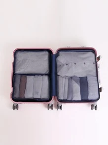 3pcs/set Polyester Portable Travel Luggage Organizer Set For Clothes, Shoes, Underwear And Toiletries - Navy Blue - View 2