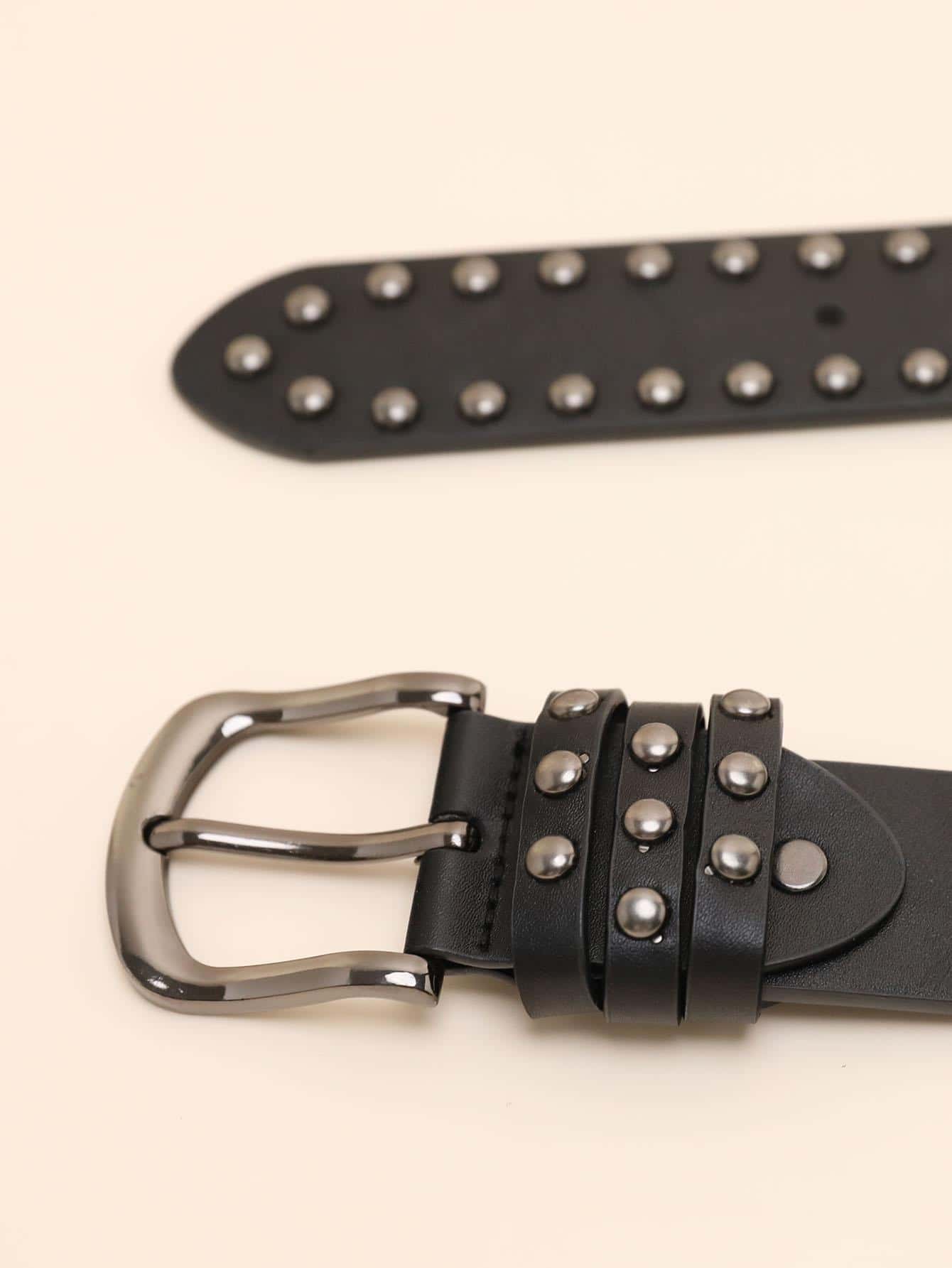 1個 女性 スパイクデコレーション ファンキー ベルト 用 パンツ デコレーション - ブラック - 見る 4