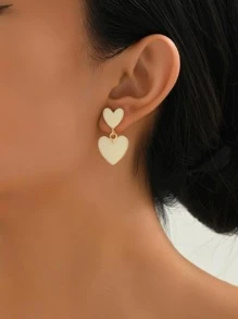 心形耳墜 - 白色 - 查看 2