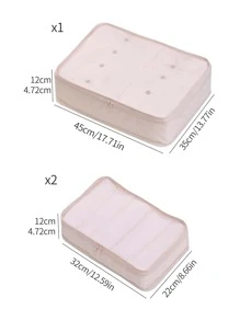 3pcs/set Polyester Portable Travel Luggage Organizer Set For Clothes, Shoes, Underwear And Toiletries - Navy Blue - View 6