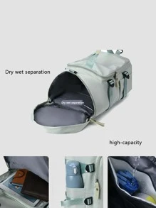1pc Letter Graphic Multifunction Wet Dry Separation Pocket Training Bag - Green - View 6