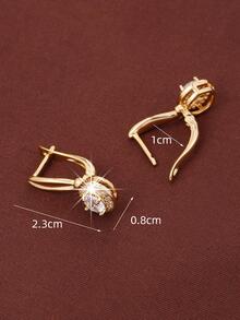 方晶鋯石裝飾耳釘 - 金色 - 查看 3