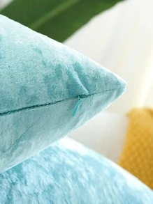 1入組藍色毛絨靠墊套，無填充物，現代化纖裝飾抱枕套，適用於客廳和臥室 - 薄荷綠 - 查看 4