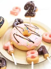 1pc Donut Decor Candle - Chocolate Brown - View 2