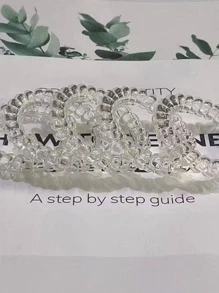 5入組女士透明休閒線圈髮繩適用於日常生活 - 無色 - 查看 3