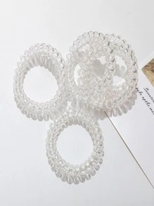 5入組女士透明休閒線圈髮繩適用於日常生活 - 無色 - 查看 1