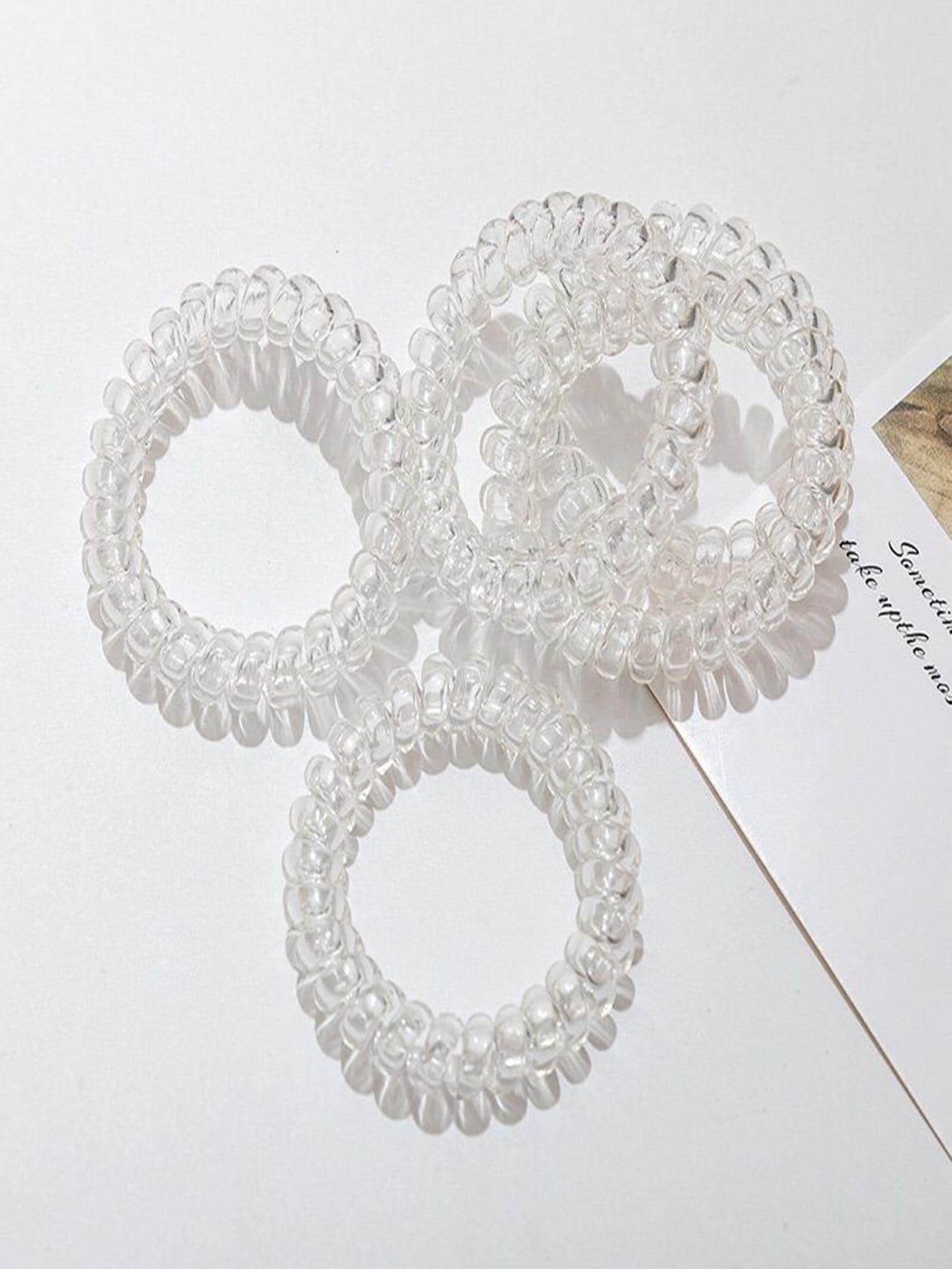 5入組女士透明休閒線圈髮繩適用於日常生活 - 無色 - 查看 1