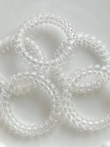 5入組女士透明休閒線圈髮繩適用於日常生活 - 無色 - 查看 4