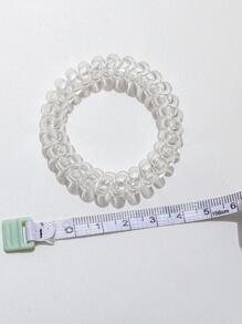 5入組女士透明休閒線圈髮繩適用於日常生活 - 無色 - 查看 5