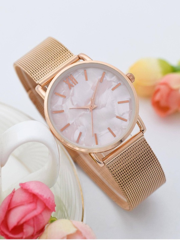 Mesh Strap Round Pointer Quartz Watch As A Gift For Students Returning To School
