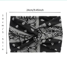 1pc Paisley Print Hair Band Boho - Black - View 3