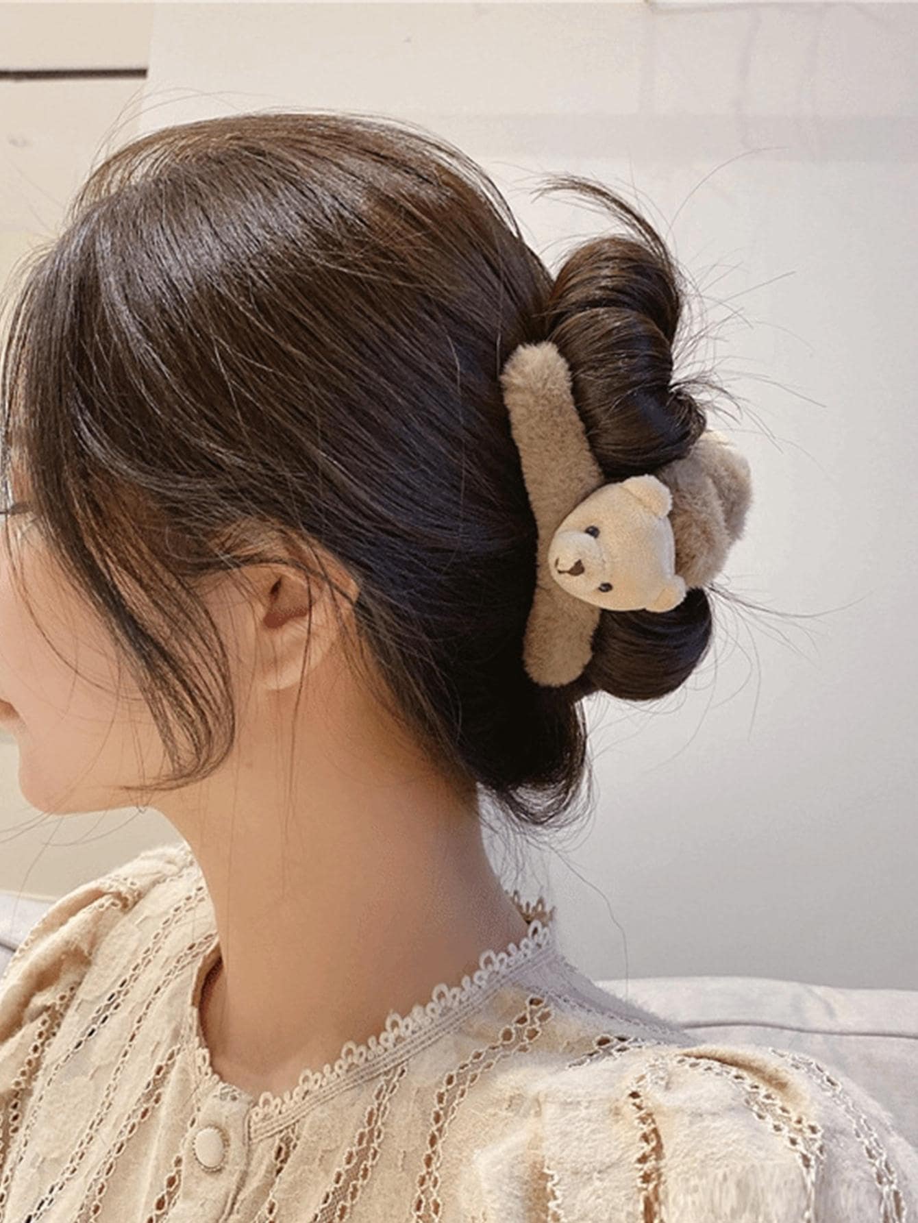 Phụ nữ gấu trang trí tóc vuốt tóc dễ thương để trang trí tóc - Màu Khaki - Xem 1