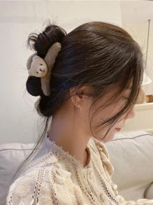 Phụ nữ gấu trang trí tóc vuốt tóc dễ thương để trang trí tóc - Màu Khaki - Xem 3