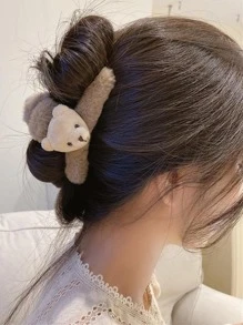 Phụ nữ gấu trang trí tóc vuốt tóc dễ thương để trang trí tóc - Màu Khaki - Xem 6