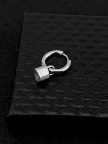 1pc Men Lock Drop Earring, For Jewelry Gift And Party - Silver - View 3