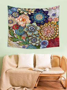 1入組花卉圖案掛毯，現代織物掛毯海報壁掛，適合臥室美學 - 彩色 - 查看 7