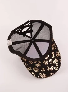 1 chiếc Mũ Trucker Thoáng Khí Thời Trang Cho Nữ Họa Tiết Da Báo Cho Mùa Hè - màu đen - Xem 4