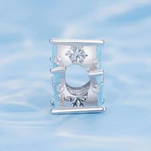 WOSTU 1入組925純銀天藍色雪花珠海藍寶石方晶鋯石雪花吊飾女士手鍊高級珠寶 - 銀色 - 查看 3