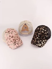 1 chiếc Mũ Trucker Thoáng Khí Thời Trang Cho Nữ Họa Tiết Da Báo Cho Mùa Hè - màu đen - Xem 6