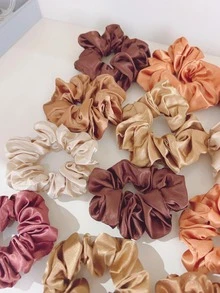 12入組女士素色休閒大腸髮圈適用於日常生活 - 彩色 - 查看 4