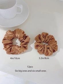 12入組女士素色休閒大腸髮圈適用於日常生活 - 彩色 - 查看 6