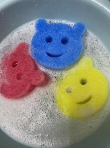 2 piezas Esponja de limpieza con diseño de dibujos animados - Multicolor - Ver 3