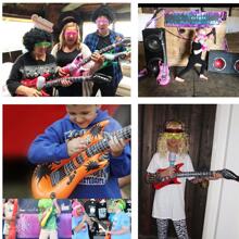 Atmosphere Manufacturing Inflatable Rock Star Toy Set, 18pcs Inflatable Party Props: 4 Inflatable Guitars, 6 Microphones, 6 Shutter Shading Glasses, 1 Saxophone, And 1 Inflatable Keyboard Piano, Random Colors - Multicolor - View 2