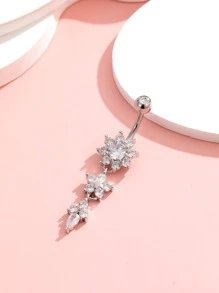 方晶锆石花朵装饰肚脐环 情人节、妈妈、母亲、母亲节、礼物