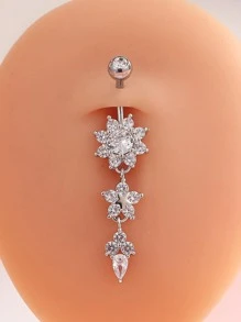 方晶锆石花朵装饰肚脐环 情人节、妈妈、母亲、母亲节、礼物