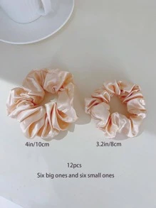 12个装女士粉色卡其色纯色休闲发圈，适合日常佩戴，可作发圈、发绳、马尾辫发圈、头饰、弹力发带、美发家居饰品 - 彩色 - 查看 5