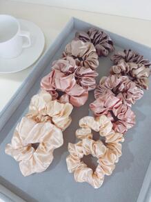 12个装女士粉色卡其色纯色休闲发圈，适合日常佩戴，可作发圈、发绳、马尾辫发圈、头饰、弹力发带、美发家居饰品 - 彩色 - 查看 2