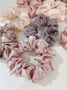 12个装女士粉色卡其色纯色休闲发圈，适合日常佩戴，可作发圈、发绳、马尾辫发圈、头饰、弹力发带、美发家居饰品 - 彩色 - 查看 4