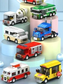 1 Pieza Conjunto De Juguetes De Bloques De Construcción De Ambulancia Para Ensamblar - Azul - Ver 3