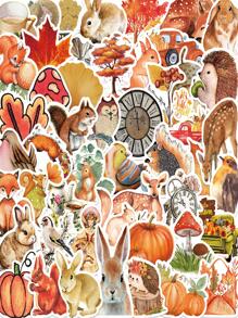 50 cái Nhãn dán mô hình động vật và thực vật, nhãn dán trang trí đa năng sáng tạo cho thủ công DIY, trang trí tài khoản cầm tay - Nhiều màu - Xem 1