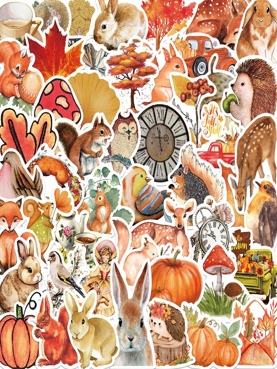 50 cái Nhãn dán mô hình động vật và thực vật, nhãn dán trang trí đa năng sáng tạo cho thủ công DIY, trang trí tài khoản cầm tay - Nhiều màu - Xem 1