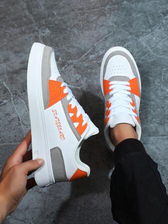 男士字母圖案前綁帶運動戶外板鞋