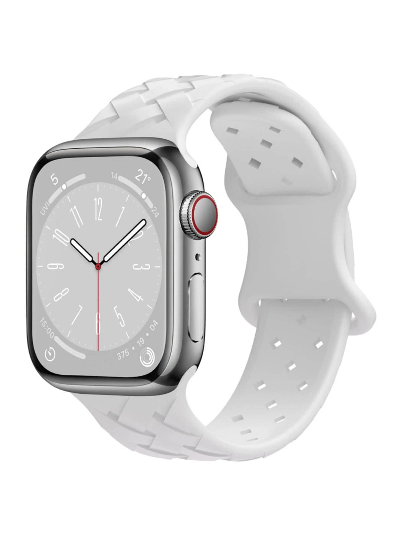 1 条 ST.SIABE 可互换硅胶运动编织表带，兼容 38 毫米 40 毫米 41 毫米 45 毫米 44 毫米 42 毫米 49 毫米，柔软透气的替换表带，兼容 Watch Ultra 系列 S10/SE/9/8/7/6/5/4/3/2/1 - 白色 - 查看 1