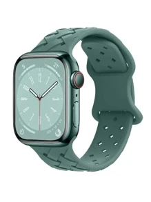 St.siabe 1 件 St. Siabe 硅胶编织运动表带替换表带兼容 Apple Watch 38mm 40mm 41mm 45mm 44mm 42mm 49mm，柔软舒适透气腕带兼容 Apple Watch Ultra 系列 S10/SE/9/8/7/6/5/4/3/2/1 配件表带 - 綠色 - 查看 1