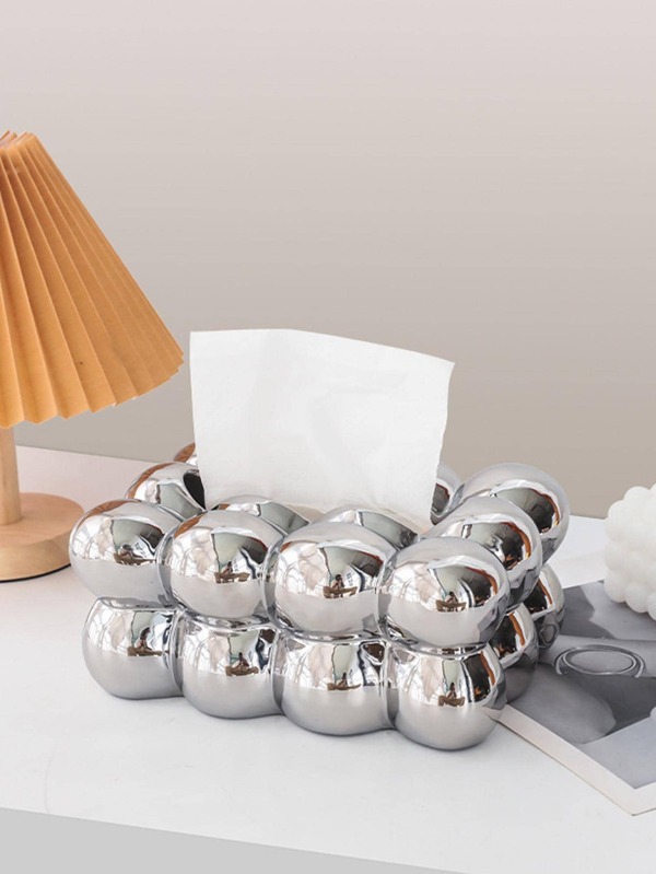 1pc Silver Tissue Storage Box, Home Stuff, Table, Home Decorations, Home Organization And Storage, Room Decor, Room Decor Bedroom, Kitchen Accessories, Kitchen Tools, Organizer Kitchen, Travel, Holiday, Tissue Box Holder, Napkin Holder, Festival Family Gathering, Kitchen Dining Table Decor For Home Kitchen Bedroom Living Room Dining Room, Home Decoration Accessories, Decorative Box, Women Wedding Gift, Summer Travel Holiday Festival Must-Have