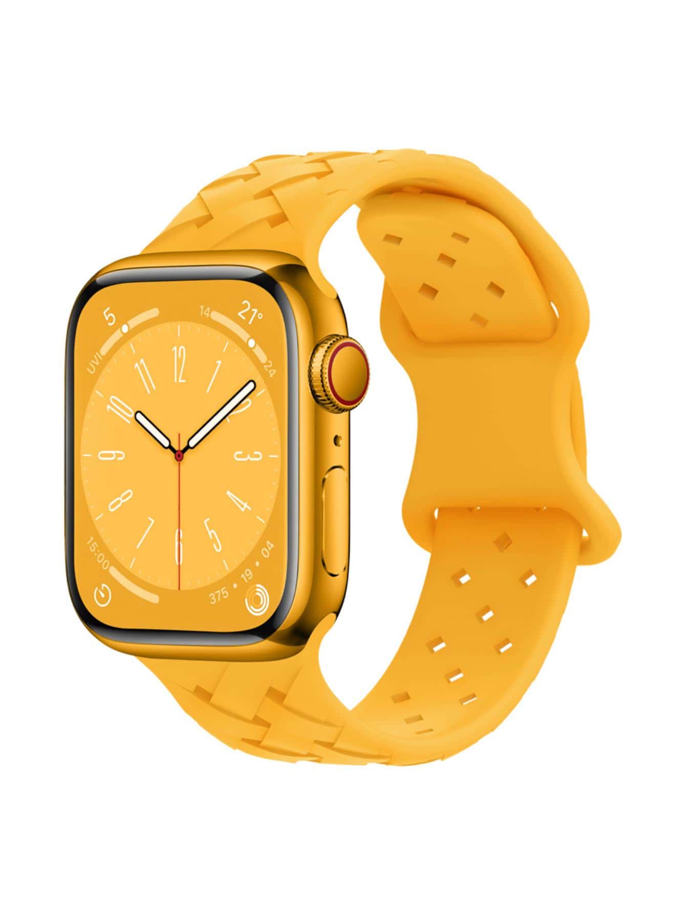 St.siabe 1 件替换硅胶编织运动表带，兼容 Apple Watch 38 毫米 40 毫米 41 毫米 45 毫米 44 毫米 42 毫米 49 毫米，柔软舒适透气腕带，兼容 Apple Watch Ultra Series 10/SE/9/8/7/6/5/4/3/2/1 配件 - 黃色 - 查看 1