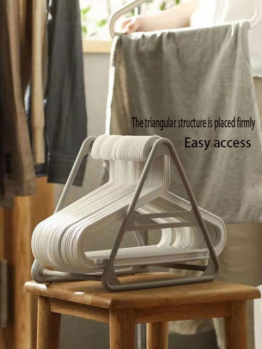 1入組三角形形狀衣架收納架 - 灰色 - 查看 1