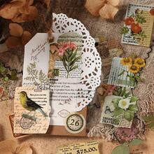 1包信封和植物圖案什錦貼紙，用於DIY工藝複古多用途裝飾貼紙，手賬裝飾 - 杏色 - 查看 6