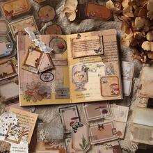 1包信封和植物圖案什錦貼紙，用於DIY工藝複古多用途裝飾貼紙，手賬裝飾 - 杏色 - 查看 9