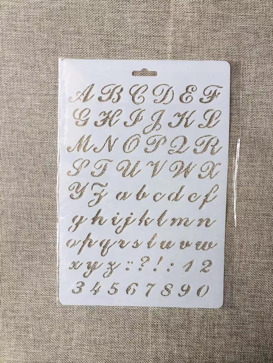 1入組字母空心白色繪圖模板，簡單多用途繪畫模板，用於繪畫，DIY工藝 - 白色 - 查看 1